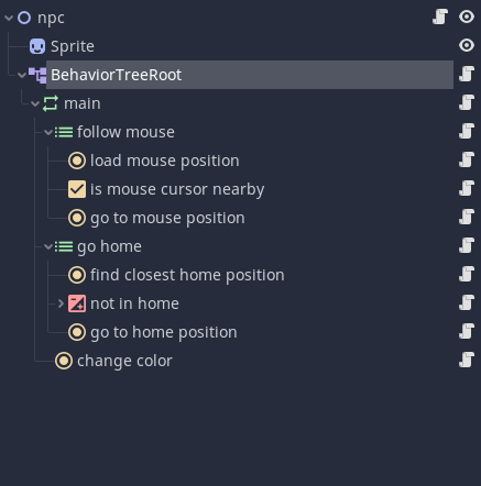 Behavior tree with Godot nodes